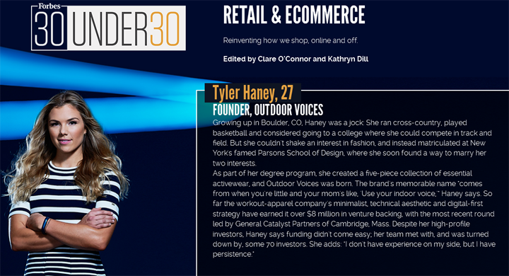 Tyler Haney 30 under 30 retail and eCommerce 2016 Forbes