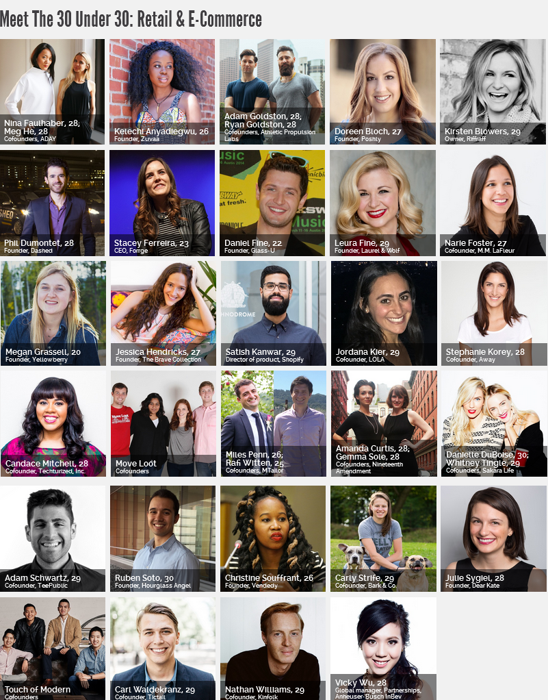 30 under 30 retail and eCommerce 2016 Forbes